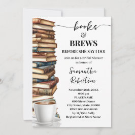 Minimalistische Bücher & Brauerei Kaffee Brautpart Einladung