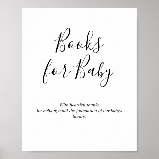 Minimalistische Bücher für Babydusche Poster (Vorne)