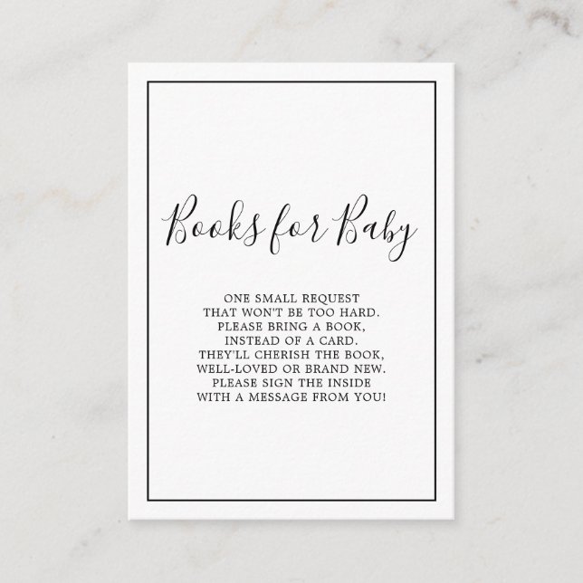 Minimalistische Bücher für Babyduschkarte Begleitkarte (Vorderseite)