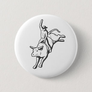 Minimalistische Bull Rider Linienkunst Western Pin Button
