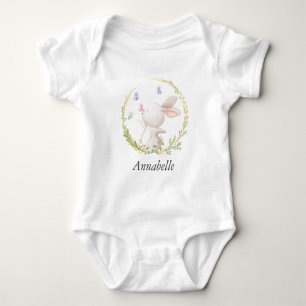 Minimalistische Bunny and Butterflies Babydusche Baby Strampler