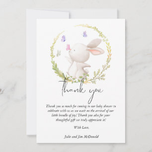 Minimalistische Bunny and Butterflies Babydusche Dankeskarte