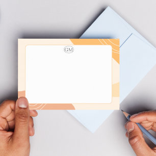 Minimalistische bunte Rand-Monogramm-Flat-Notizkar Mitteilungskarte