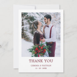 Minimalistische Burgund 1 Foto Hochzeit Dankeschön Dankeskarte
