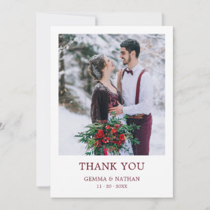 Minimalistische Burgund 1 Foto Hochzeit Dankeschön Dankeskarte