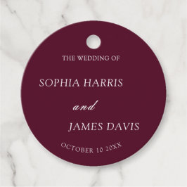 Minimalistische Burgund Moderne Elegante Hochzeit Geschenkanhänger
