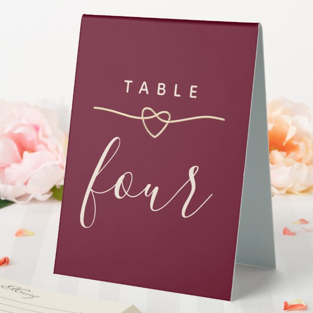 Minimalistische Burgundy-Hochzeitsfeier Tischnumme Tischaufsteller (In Situ (Hochzeit))