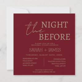 Minimalistische Burgundy Probe Dinner Hochzeit Einladung