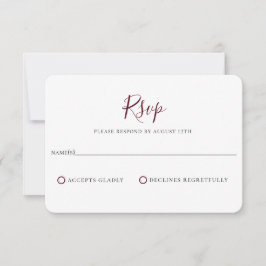 Minimalistische Burgundy Red Wedding RSVP Card