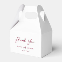 Minimalistische Burgundy Red & White Simple Weddin Geschenkschachtel