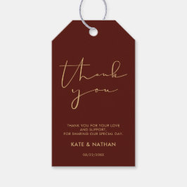 Minimalistische Burgundy Wedding Danke Ihnen für T Geschenkanhänger