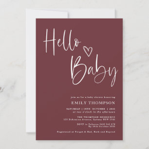 Minimalistische Burgundy White Baby Dusche Einladu Einladung