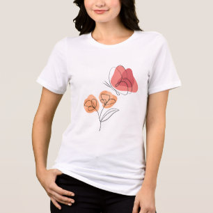 Minimalistische Butterfly- und Blumenliniengrafik Tri-Blend Shirt