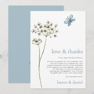 Minimalistische Butterfly Wildblume QR Code Hochze Dankeskarte