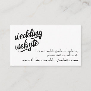 Minimalistische BW-Hochzeitswebsite-Karte mit Typo Begleitkarte