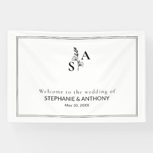 Minimalistische BW-Monogramm-Wildblume Banner