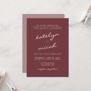 Minimalistische Calligrafie Cinnamon Rose Hochzeit Einladung