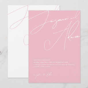Minimalistische Candy Pink Script Typografy Weddin Einladung