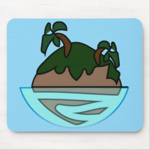 Minimalistische Cartoon-Tropeninsel im Ozean G Mousepad