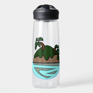 Minimalistische Cartoon-Tropeninsel im Ozean G Trinkflasche