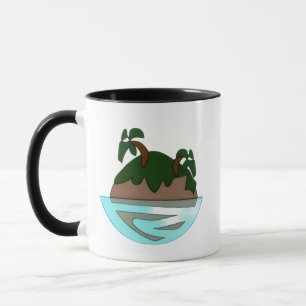 Minimalistische Cartoon-Tropeninsel im Ozean Gr Tasse