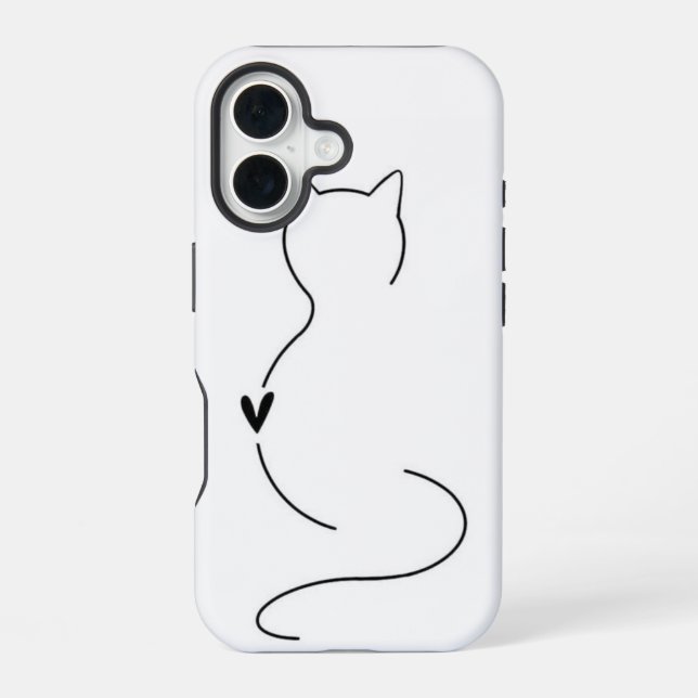 Minimalistische Cat Line Art Phone Case - Niedlich iPhone 16 Hülle (Rückseite)