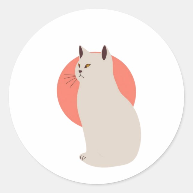 Minimalistische Cat Line Art Sticker - Stilvoll &  (Vorderseite)