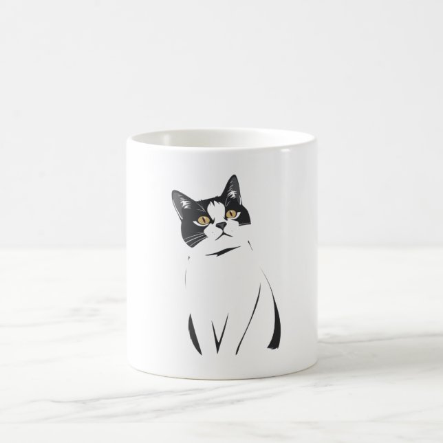 Minimalistische Cat Line Art Tasse - Elegant & mod (Mittel)