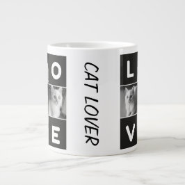 Minimalistische CAT Lover in Schwarzweiß Jumbo-Tasse