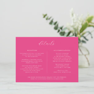 Minimalistische Cerise Pink Wedding Details Card Einladung