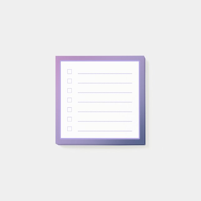 Minimalistische Checkliste lila Gradient Post-it Klebezettel (Vorderseite)