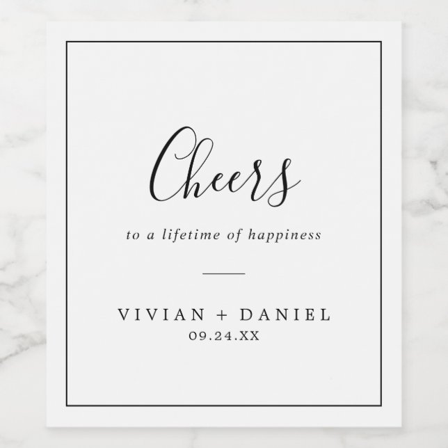 Minimalistische Cheers Wedding Wine Labels Weinetikett (Einzelnes Label)