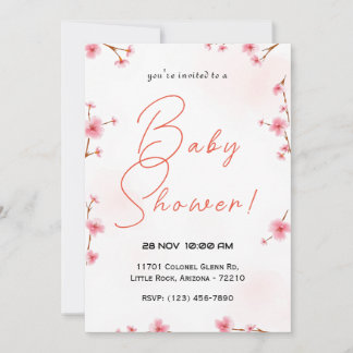 Minimalistische Cherry Blossom Babydusche Einladung