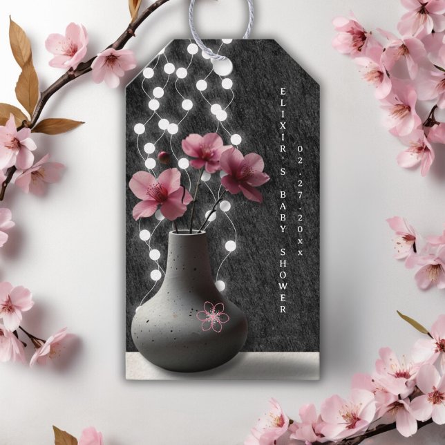 Minimalistische Cherry Blossom Blume Babydusche Geschenkanhänger (Von Creator hochgeladen)