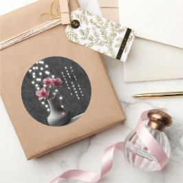 Minimalistische Cherry Blossom Blume Babydusche Runder Aufkleber