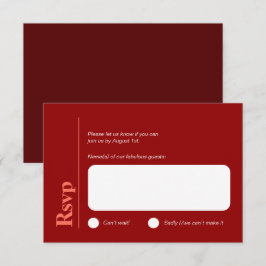 Minimalistische Cherry Red and White RSVP-Karte RSVP Karte