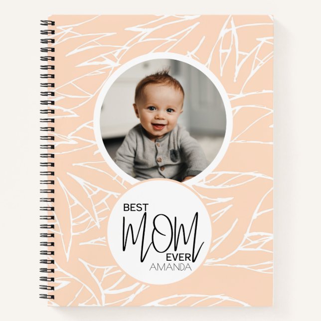Minimalistische Chic Beste Mama je rosa Foto Notizbuch (Vorderseite)