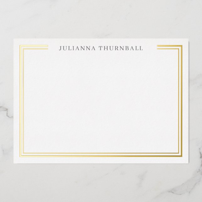 Minimalistische Chic Frame Personal Stationery Folieneinladung (Vorderseite)