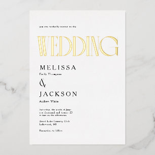 Minimalistische Chic-Hochzeit Folieneinladung