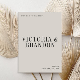 Minimalistische Chic Typografie Moderne Hochzeit Einladung