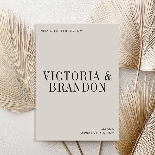 Minimalistische Chic Typografie Moderne Hochzeit Einladung (Von Creator hochgeladen)