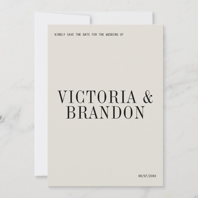 Minimalistische Chic Typografie Moderne Hochzeit Save The Date (Vorderseite)