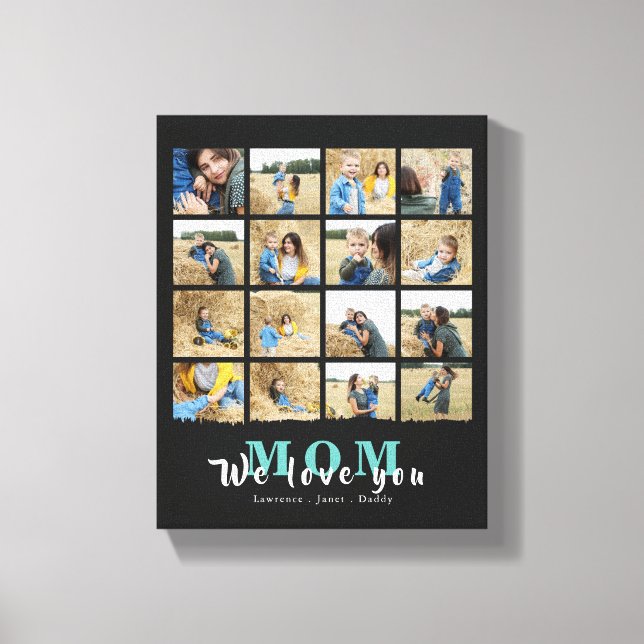 Minimalistische Chic Wir Liebe Sie Mama 16 FotoCol Leinwanddruck (Vorderseite)