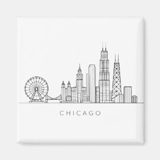 Minimalistische Chicago-Skyline-Linienkunst Magnet