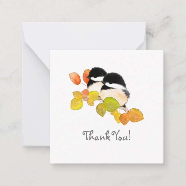 Minimalistische Chickadee Vielen Dank, dass Sie si Mitteilungskarte (Vorderseite)