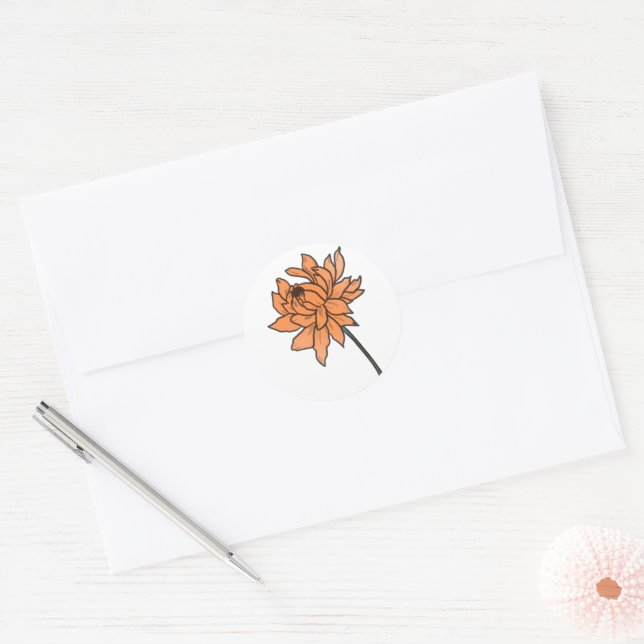 Minimalistische ChrysanthemumWedding Runder Aufkleber (Umschlag)