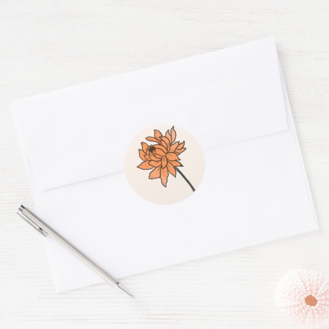 Minimalistische ChrysanthemumWedding Runder Aufkleber (Umschlag)