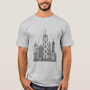 Minimalistische City-Skyline in geometrischen Lini T-Shirt