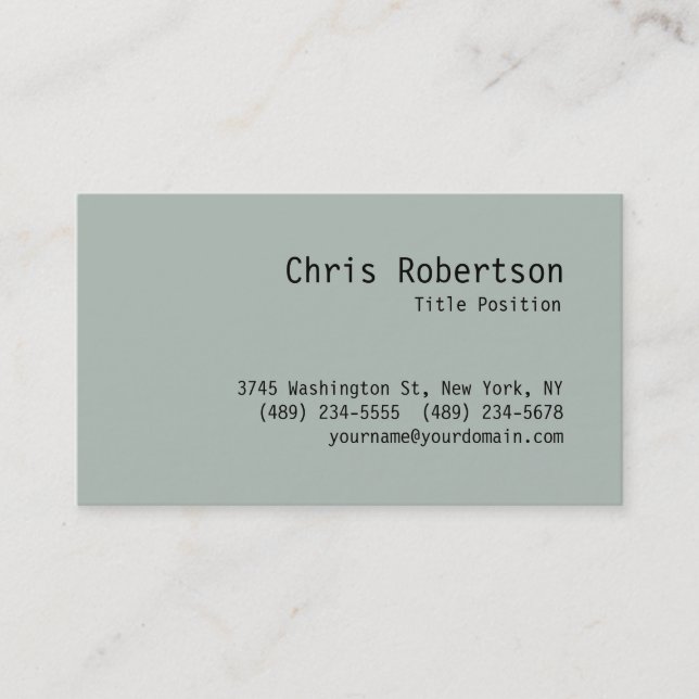 Minimalistische Classic Trendy Ash Gray Business C Visitenkarte (Vorderseite)