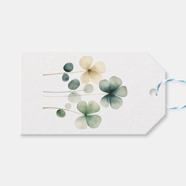 Minimalistische Clovers - Geschenkmarke Geschenkanhänger (Vorderseite (Horizontal))